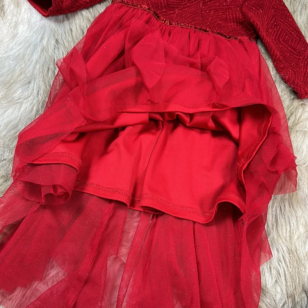 Sweet Heart Rose Girls Size 4 Red Sparkle Tulle Holiday Christmas Dress